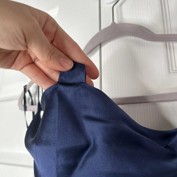 Vintage Ralph Lauren Navy Blue 100% Silk Maxi Dress Size 6 - Picture 5 of 6